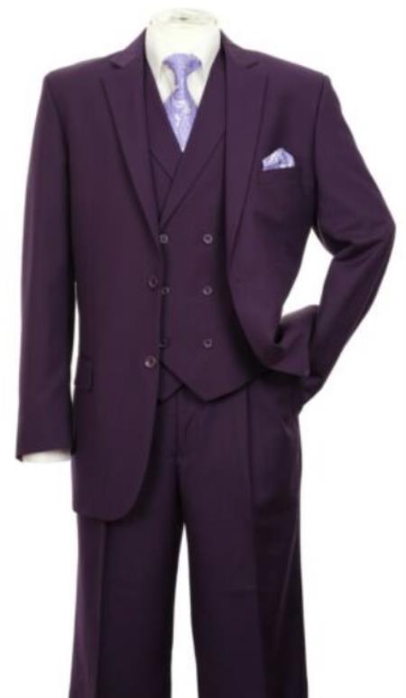 Modern Fit Two Button Jacket with Suit Purple
