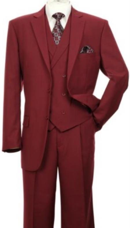 Modern Fit Two Button Jacket with Suit Burgundy