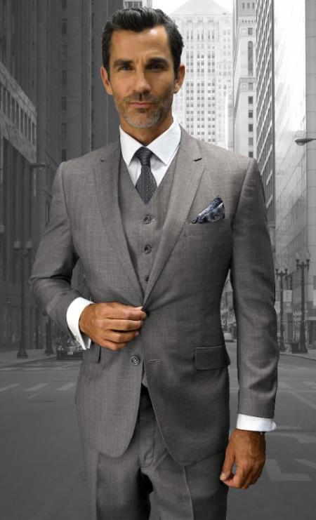 Statement Suits - Plaid Suits - Wool Suits - Business Suits Italian Vested Suits Grey