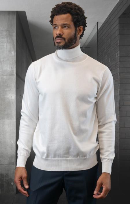 Mens Wool Sweater White 