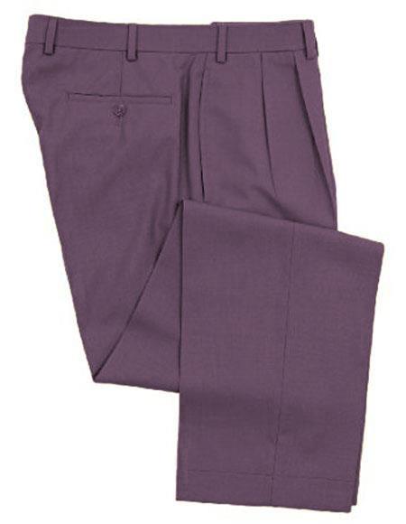 Zacchi Mens Dress Pleated Eggplant ~ Plum Slacks - Colorful Pants Wool