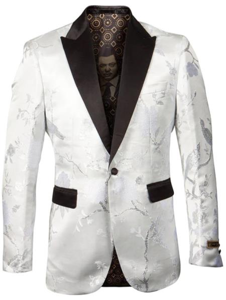 Mens Plus Size Blazers - Large Mens Blazers Big and Tall Blazer - Plus Size White ~ Silver Sport Coat