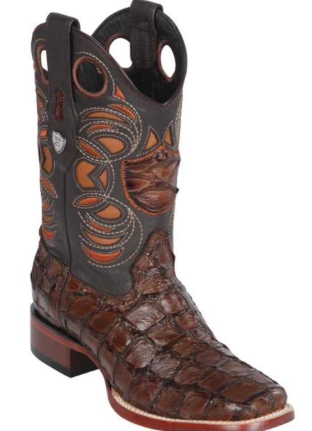 Mens Wild West Monster Fish Ranch Toe Boot Brown