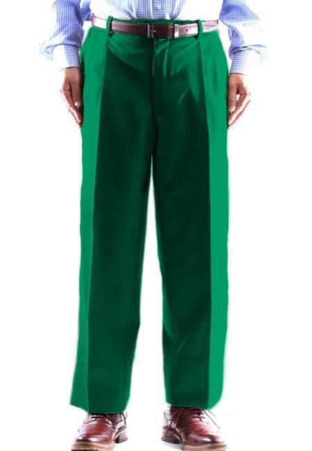 Mens Augusta Green Dress Pants - Wool