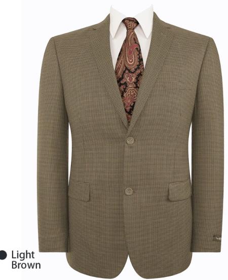 Mens Slim Fit Jacket Single Breasted Two Buttons Blazer Light Brown
