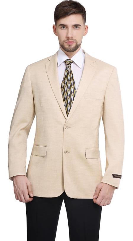 Product#JA60483 Mens Suit Blazer Jacket Two Button Stretch Sports Coats Classic Fit Warm Sand