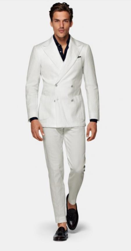 White Linen Suit - Double Breasted Summer Suits