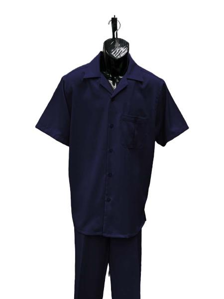 Mens Walking Suit - Big and Tall Casual Suit - Navy Suit Up to 6XL Pants