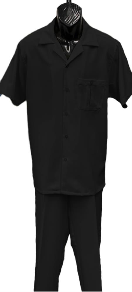 Product#JA60567 Mens Walking Suit - Big and Tall Casual Suit - Black Suit Up to 6XL Pants
