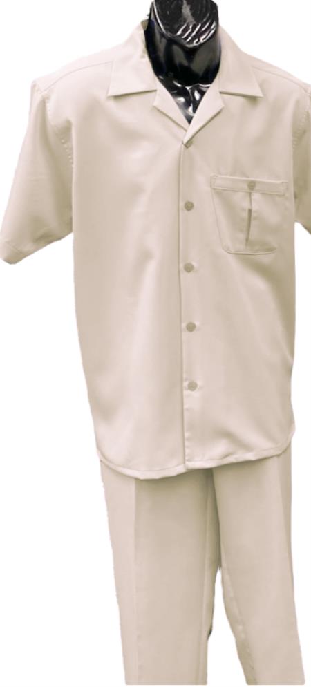 Product#JA60570 Mens Walking Suit - Big and Tall Casual Suit - Cream Suit Up to 6XL Pants