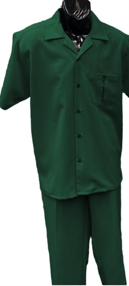 Product#JA60571 Mens Walking Suit - Big and Tall Casual Suit - Emerald Green Suit Up to 6XL Pants