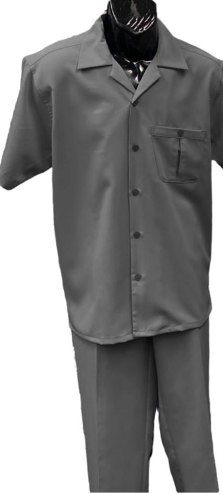 Product#JA60572 Mens Walking Suit - Big and Tall Casual Suit - Grey Suit Up to 6XL Pants