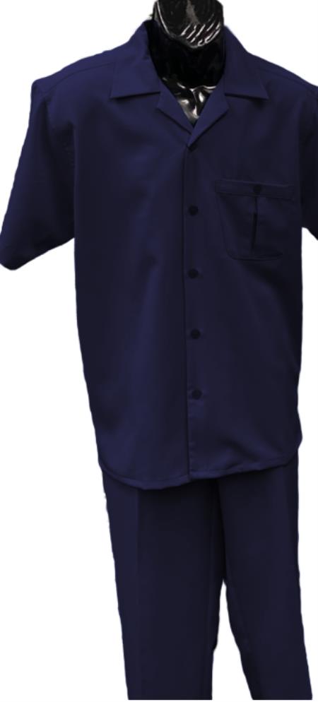 Product#JA60573 Mens Walking Suit - Big and Tall Casual Suit - Navy Suit Up to 6XL Pants