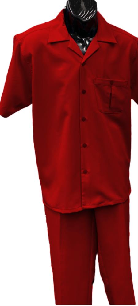 Product#JA60574 Mens Walking Suit - Big and Tall Casual Suit - Red Suit Up to 6XL Pants
