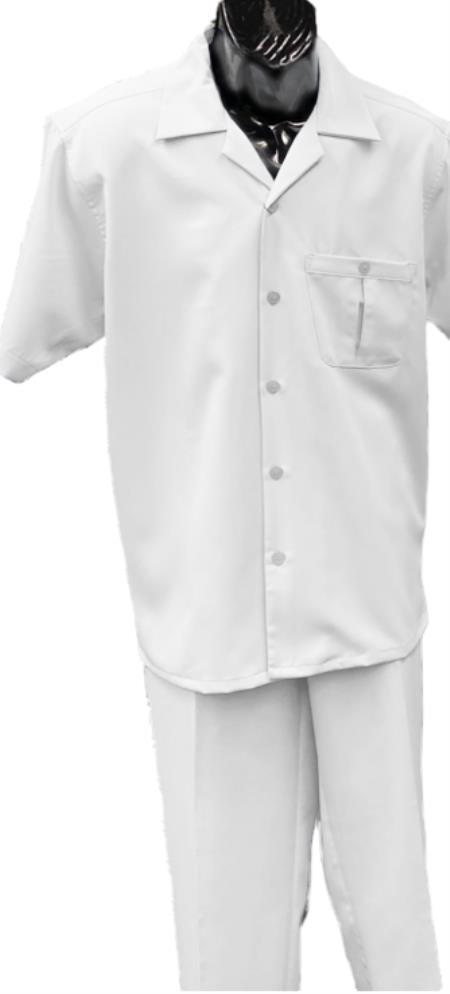 Product#JA60577 Mens Walking Suit - Big and Tall Casual Suit - White Suit Up to 6XL Pants