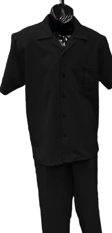 Product#JA60578 Mens Walking Suit - Big and Tall Casual Suit - Black Suit Up to 6XL Pants