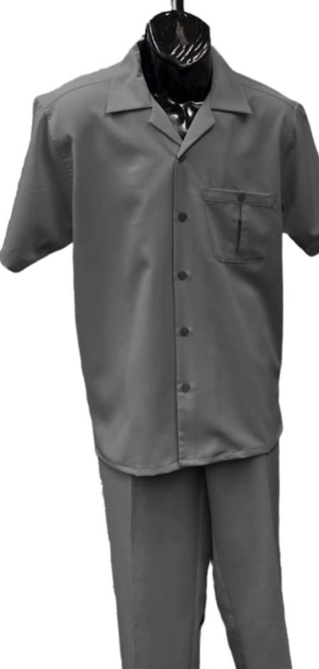 Product#JA60583 Mens Walking Suit - Big and Tall Casual Suit - Grey Suit Up to 6XL Pants
