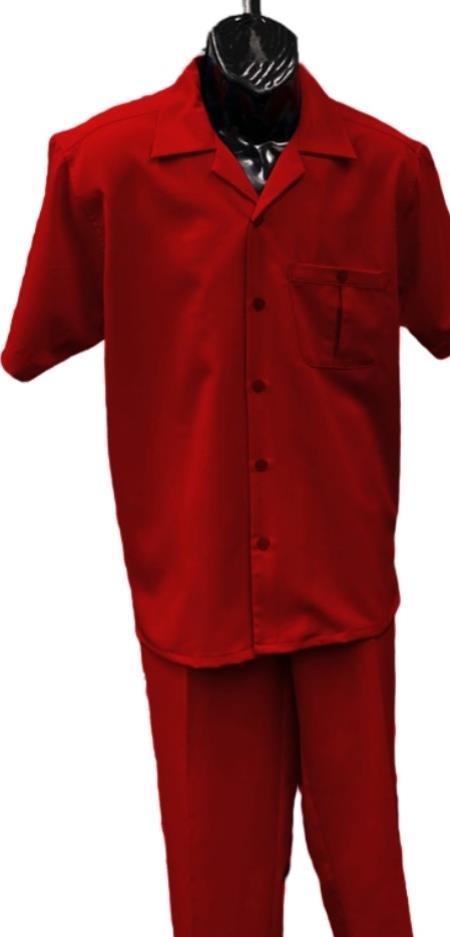 Product#JA60585 Mens Walking Suit - Big and Tall Casual Suit - Red Suit Up to 6XL Pants
