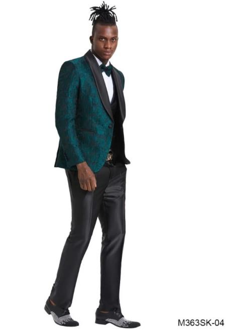 Paisley Suit - Wedding Tuxedo Suit - Prom Hunter Green Suit