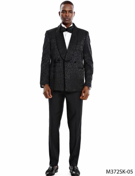Paisley Sportcoat - Wedding Tuxedo Suit - Prom Black Blazer