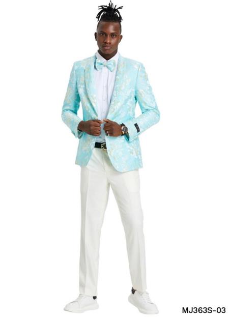 Paisley Sportcoat - Wedding Tuxedo Suit - Prom Mint Blazer