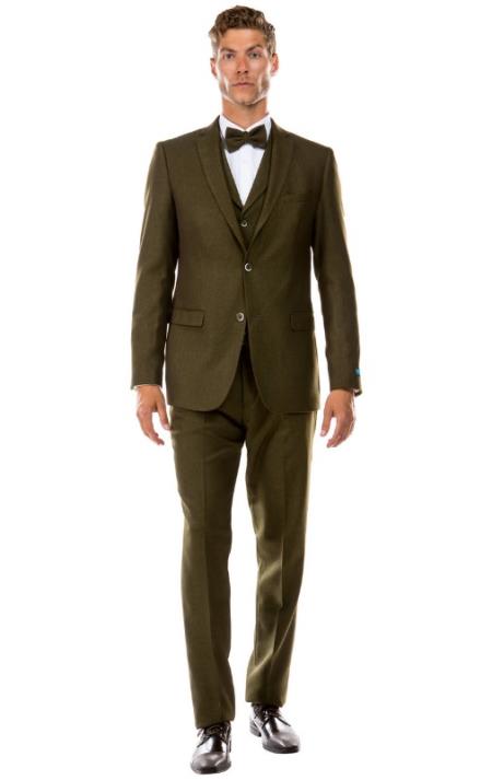 Product#JA60649 Burgundy Suit - Herringbone Suit - Winter Vested Suit Tweed Suit Olive