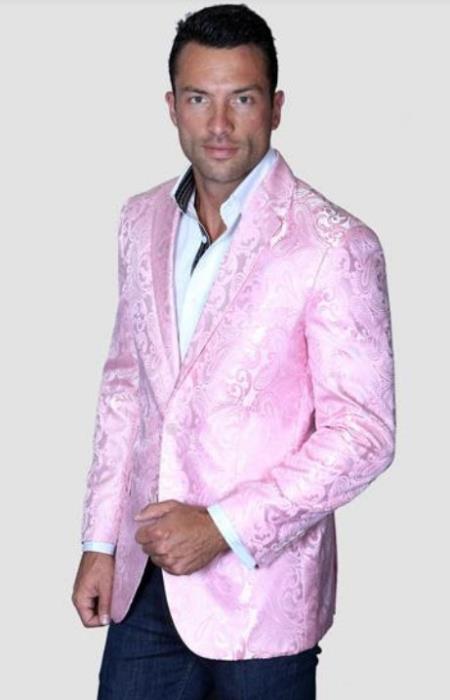 Pink Paisley Blazer - Mens Prom Tuxedo Jacket - Big and Tall Sport Coat