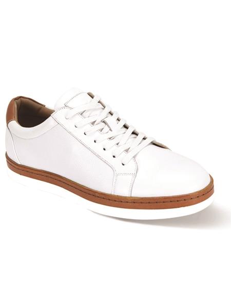 Mens Leather Shoe - Matching Sole White
