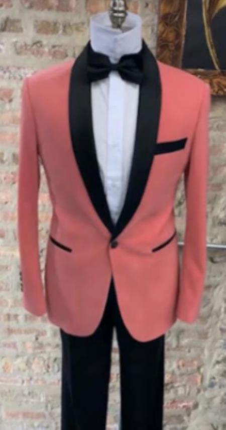 Product#JA60829 Pink Tuxedo - Pink Dinner Jacket Wool