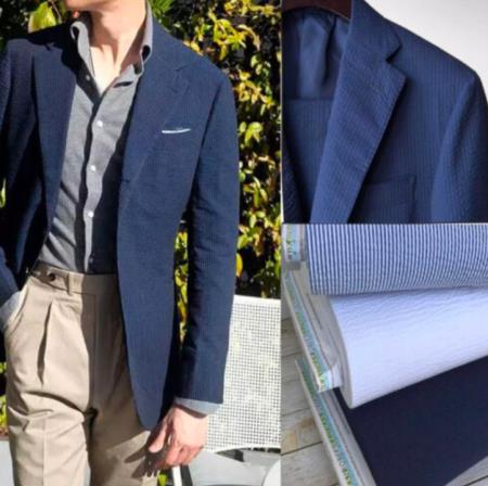 Product#JA60889  Navy on Navy Seersucker Suit - Cotton Suit - Summer Suit - Shadow Stripe Pattern
