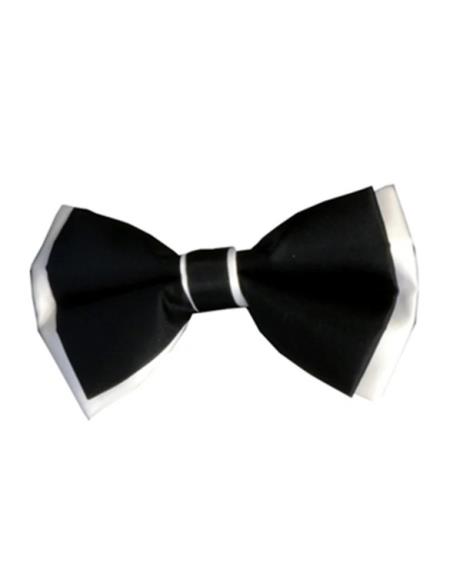 Mens Formal - Wedding Bowtie - Prom Black and White Bowtie