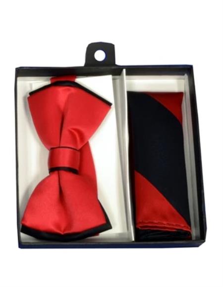 Mens Formal - Wedding Bowtie - Prom Red and Black Bowtie