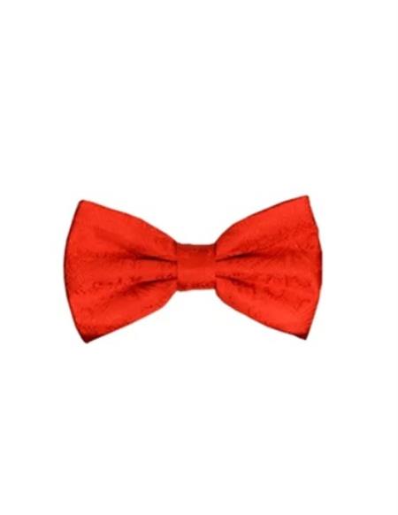 Mens Formal - Wedding Bowtie - Prom Red Paisley Bowtie