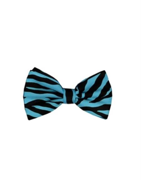 Mens Formal - Wedding Bowtie - Prom Teal and Black Animal Bowtie