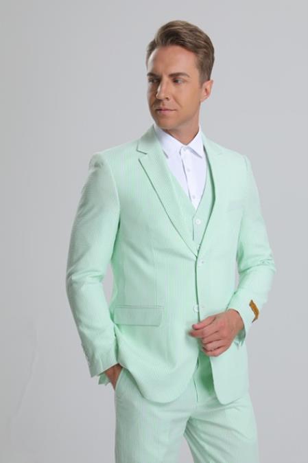 Seersucker Suit - Summer Suit - Cotton Suit - Mint Green