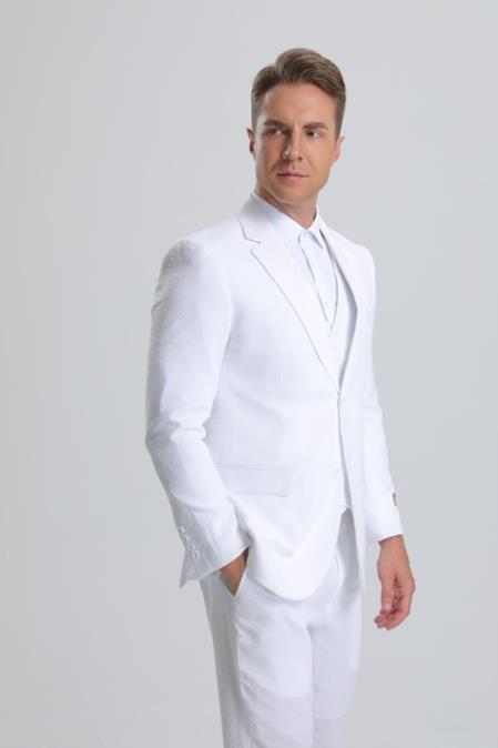 Seersucker Suit - Summer Suit - Cotton Suit - White