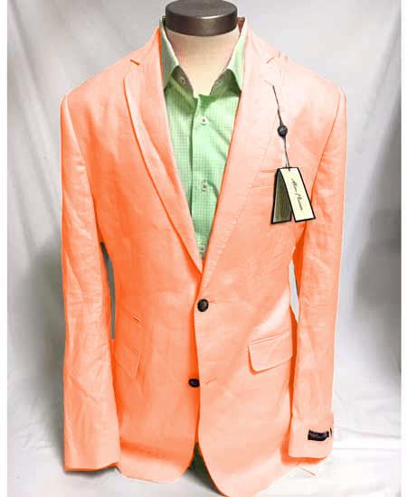 Mens Linen Blazer - Coral Linen Sport Coat - Summer Blazer