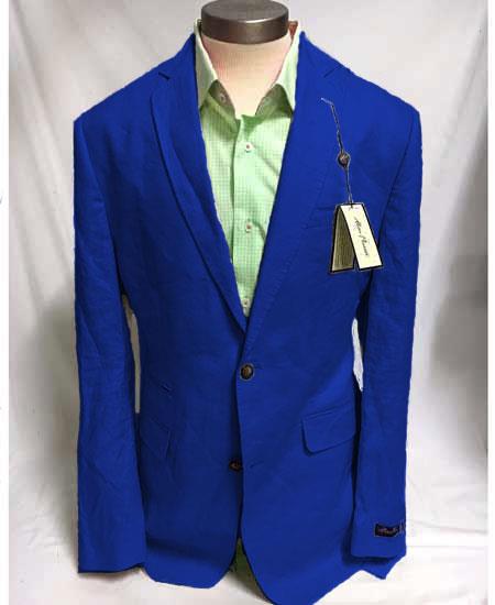 Mens Linen Blazer - Royal Blue Linen Sport Coat - Summer Blazer