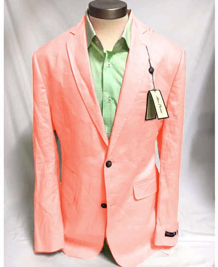 Product#JA61465 Mens Linen Blazer - Salmon Linen Sport Coat - Summer Blazer