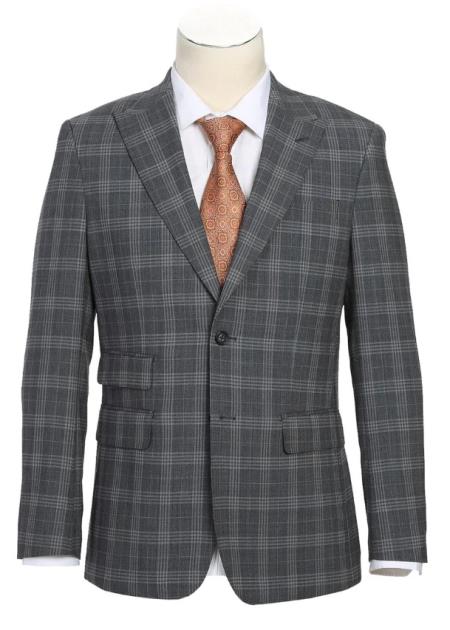 Real Wool Suits - Business Suit By English Laundry Designer Brand - Gray Check