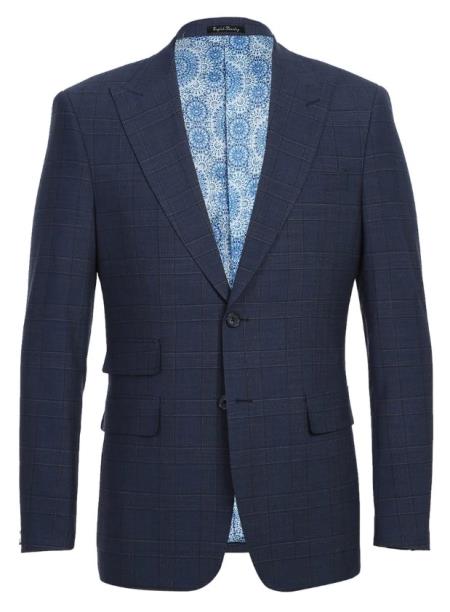 Real Wool Suits - Business Suit By English Laundry Designer Brand - Blue