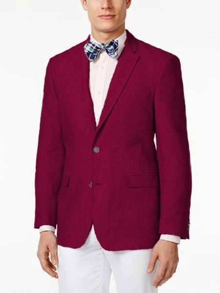 Product#JA61495 Mens Linen Blazer - Burgundy Linen Sport Coat - Summer Blazer