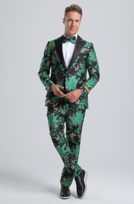 Green and Black Tuxedo and Matching Bowtie