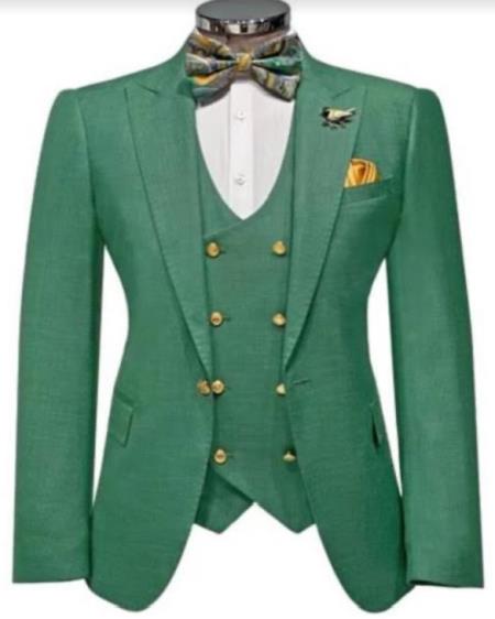 Emerald Green and Gold Tuxedo Suit