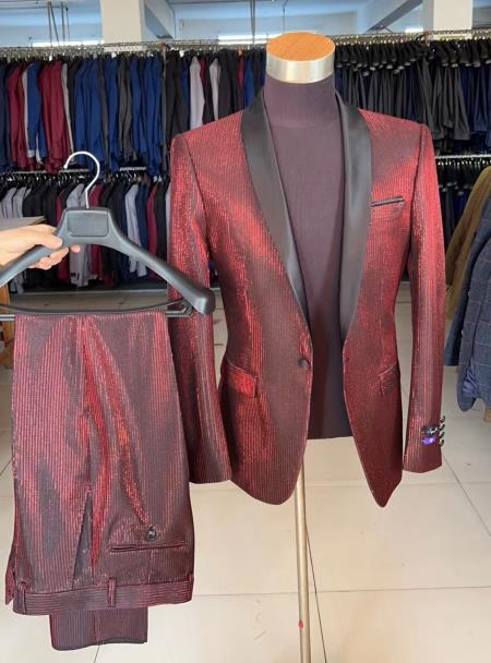 Retro Paris Suits Mens Suit Red