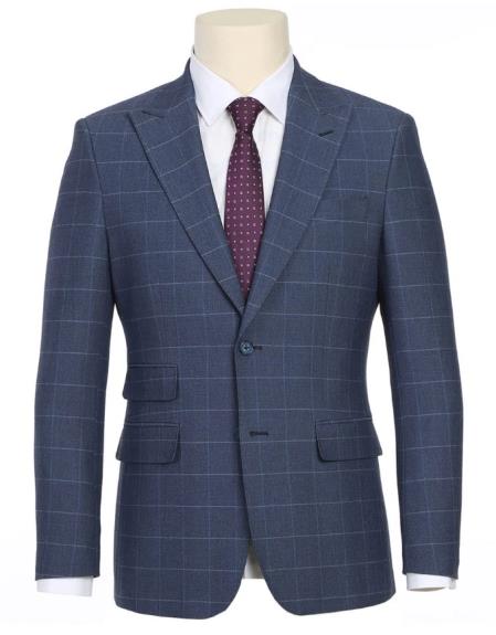 Product#JA61607 Plaid Suit - Mens Windowpane Suit By English Laundry Designer Brand - Pale Blue