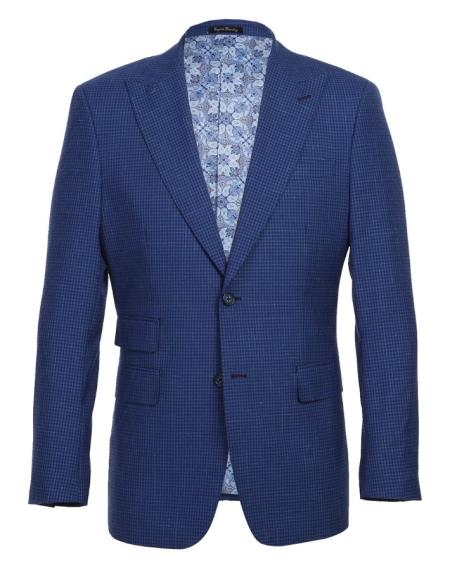 #JA61610 Plaid Suit - Mens Windowpane Suit By English Laundry Designer Brand - Blue