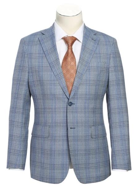 #JA61613 Plaid Suit - Mens Windowpane Suit By English Laundry Designer Brand - Light Gray