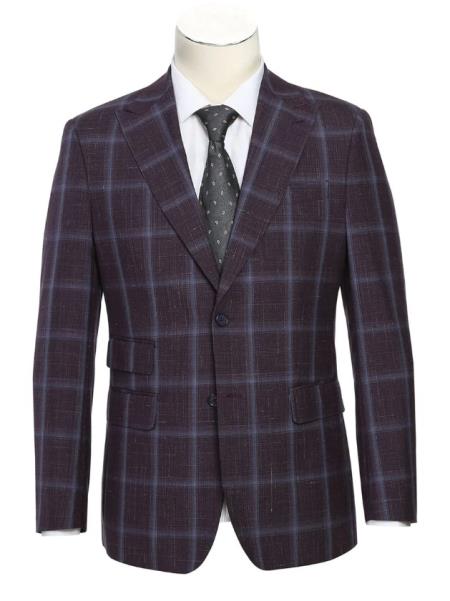 #JA61752 Plaid Suit - Mens Windowpane Suit By English Laundry Designer Brand - Purple