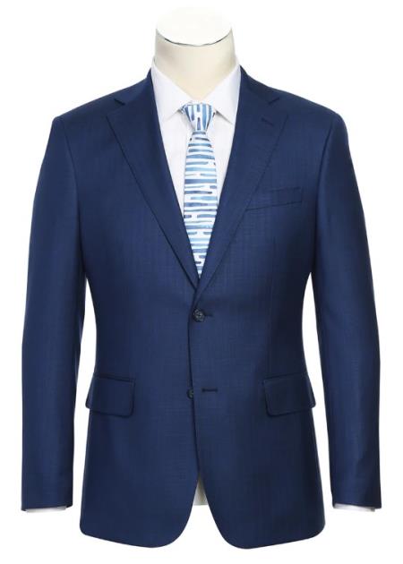 #JA61755 Plaid Suit - Mens Windowpane Suit By English Laundry Designer Brand - Midnight Blue